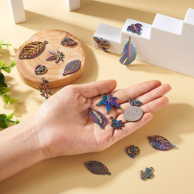30Pcs 15 Style Rainbow Color Alloy Pendants FIND-BY0001-18-1
