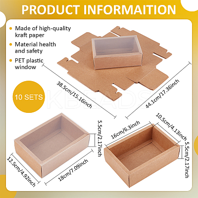 Rectangle Kraft Paper Drawer Boxes LS-CON-WH0089-119B-1