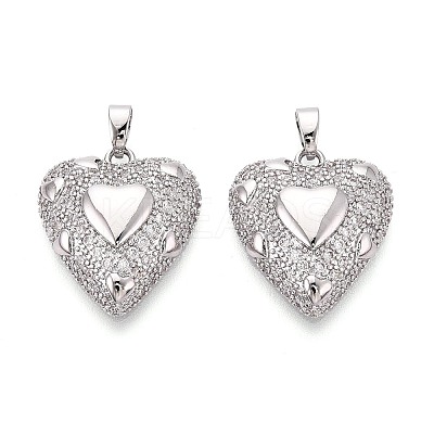 Brass Micro Pave Cubic Zirconia Pendants KK-T073-40P-1