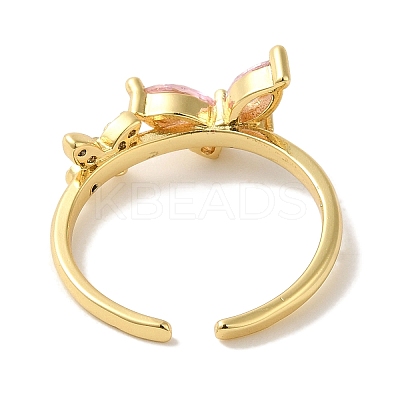 Rack Plating Brass Micro Pave Cubic Zirconia Cuff Ring RJEW-P104-10G-1