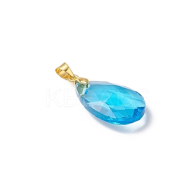 10Pcs 5 Colors Faceted Teardrop Glass Pendants PALLOY-JF03737-01-S-1