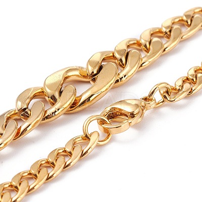 Men's PVD Vacuum Plating 304 Stainless Steel Graduated Cuban Link Chain Necklaces & Bracelets Jewelry Sets SJEW-I207-01G-1