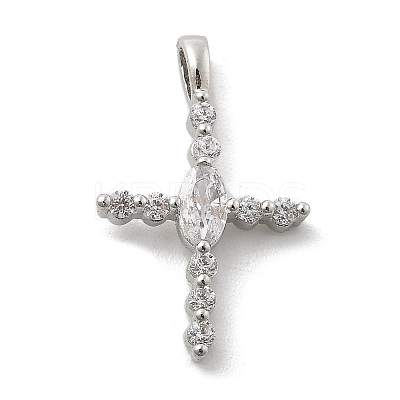 Brass Micro Pave Clear Cubic Zirconia Pendants KK-L228-01P-02-1