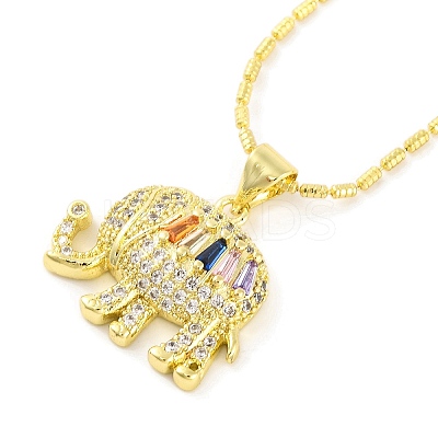 Brass Pave Colorful Cubic Zirconia Pendant Necklaces for Women LS-NJEW-S430-03G-01-1