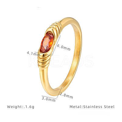 304 Stainless Steel with Cubic Zirconia Finger Rings FS-WG2ED2E-04-1