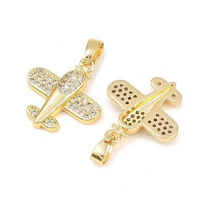 Brass Micro Pave Clear Cubic Zirconia Pendants KK-G549-18C-G-1