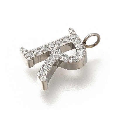 304 Stainless Steel Micro Pave Cubic Zirconia Pendants STAS-H228-06P-R-1