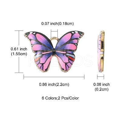 12Pcs 6 Colors Printed Alloy Pendants FIND-FS0001-28-1