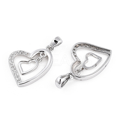 Rhodium Plated 925 Sterling Silver Micro Pave Clear Cubic Zirconia Pendants STER-T007-49P-1