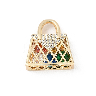 Brass Micro Pave Clear Cubic Zirconia Pendants KK-R213-17G-1