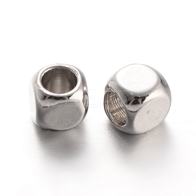 Cube Brass Spacer Beads X-KK-L129-46P-1