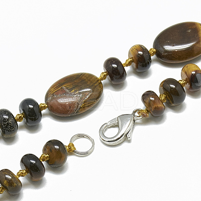 Natural Tiger Eye Beaded Necklaces NJEW-S394-14-1