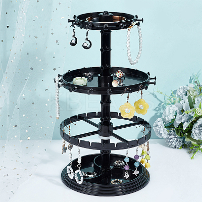 3-Tier Rotatable Round Acrylic Jewelry Display Tower with Tray EDIS-WH0015-13A-1