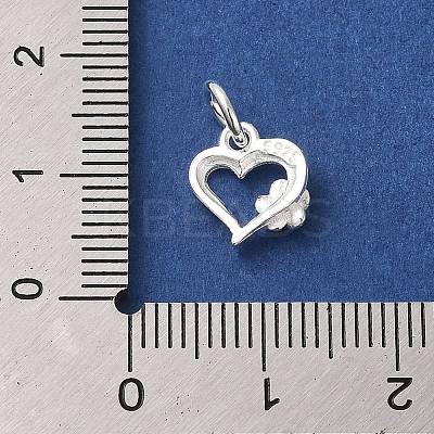 925 Sterling Silver Heart with Flower Charms X-STER-K180-10S-1