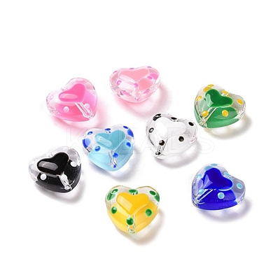 Glass Heart Beads GLAA-D005-01-1