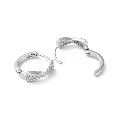 Brass Micro Pave Cubic Zirconia Hoop Earrings EJEW-P259-03P-1