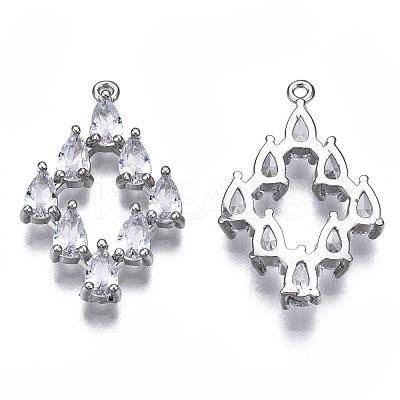 Brass Inlaid Clear Cubic Zirconia Pendants ZIRC-S069-014P-1
