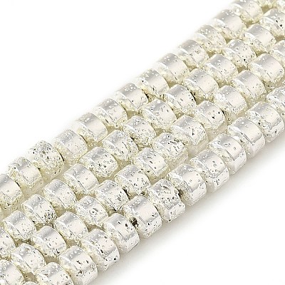 Electroplated Natural Lava Rock Beads Strands G-L606-C02-01F-1