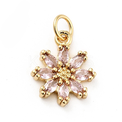 Rack Plating Brass Micro Pave Cubic Zirconia Charms X-ZIRC-F129-34B-G-1