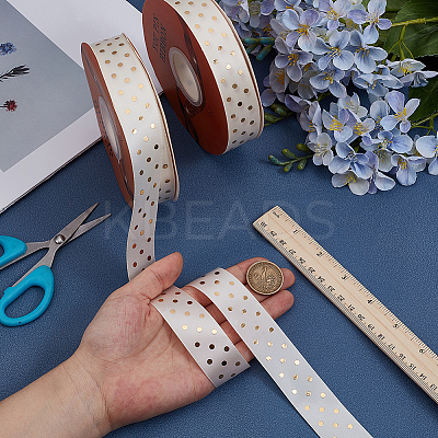 Gold Stamping Polka Dot Polyester Printed Ribbon OCOR-CY0003-70-1