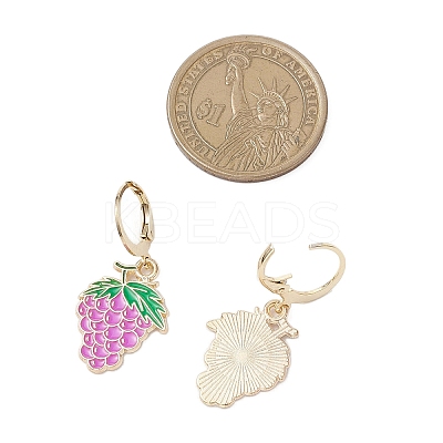 9 Pairs 9 Styles Alloy Enamel Banana Strawberry Grapes Fruit Dangle Leverback Earrings EJEW-JE06557-1