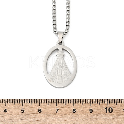 201 Stainless Steel Nossa Senhora Aparecida Virgin Mary Pendant Necklaces for Women NJEW-K283-01P-1