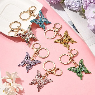 Butterfly Alloy Rhinestone Keychain KEYC-YW00114-01-1
