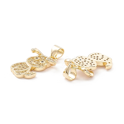 Brass Micro Pave Cubic Zirconia Pendants KK-D067-06G-RS-1