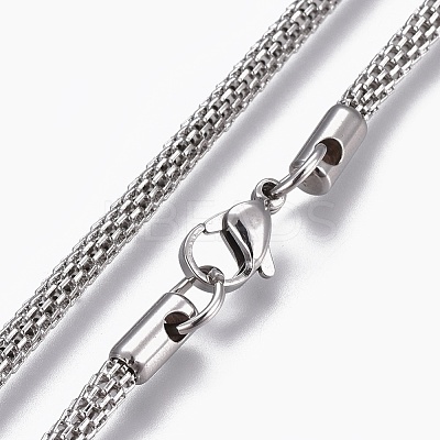 Non-Tarnish 304 Stainless Steel Mesh Chain Necklaces NJEW-L167-03A-P-1
