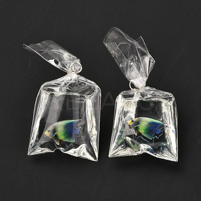 Resin Pendants with Iron Jump Ring RESI-A015-03B-1