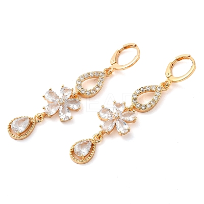 Rack Plating Golden Brass Dangle Leverback Earrings EJEW-B037-16G-1
