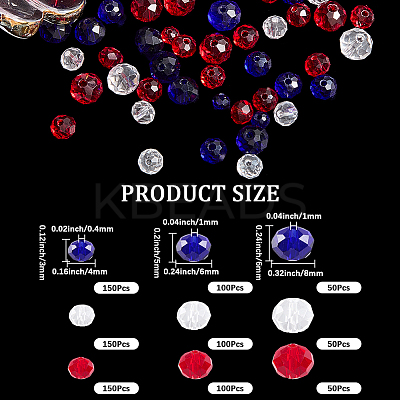 900Pcs 9 Styles Independence Day Theme Transparent Electroplate Glass Beads Strands EGLA-SP0001-27-1