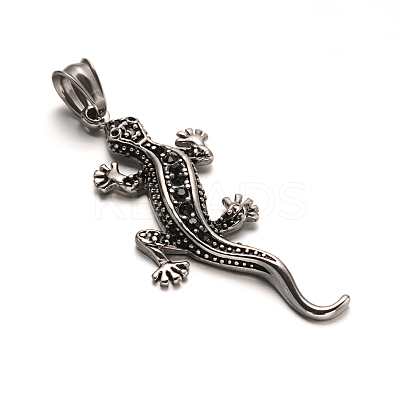 Gecko 304 Stainless Steel Rhinestone Big Pendants X-STAS-M222-12AS-1