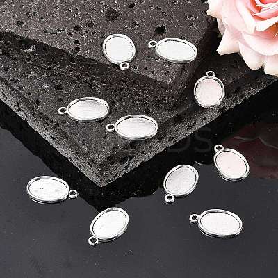 Tibetan Style Antique Silver Alloy Flat Oval Pendant Cabochon Settings LS-TIBEP-M022-36AS-1