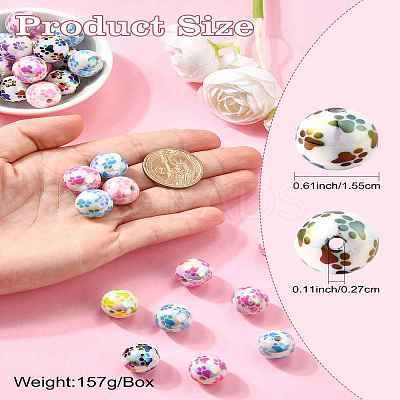 50Pcs AB Color Printed Opaque Acrylic Beads OACR-CJ0002-27-1