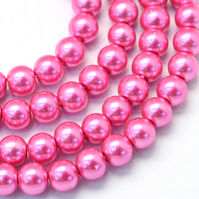 Baking Paint Pearlized Glass Pearl Round Bead Strands X-HY-Q330-8mm-54-1