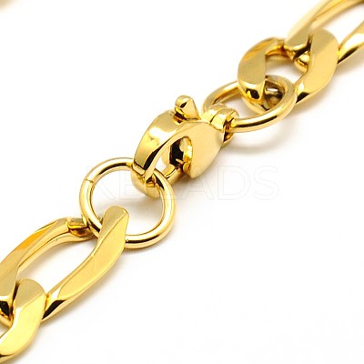 Trendy 304 Stainless Steel Figaro Chain Bracelets STAS-A028-B016G-1