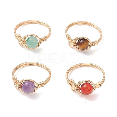 4Pcs 4 Styles Gemstone Finger Rings RJEW-TA00233-01-1