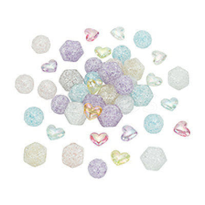 45pcs 3 styles Transparent Crackle Acrylic Beads TACR-PH0001-76-1