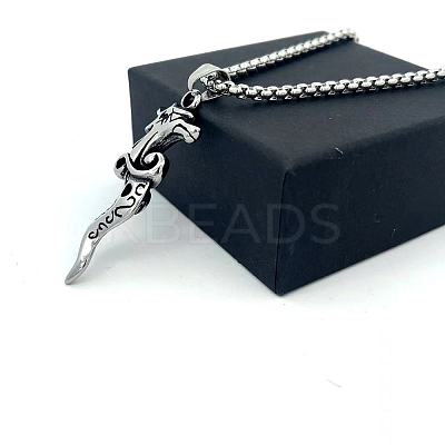 Fashion 304 Stainless Steel Dragon Head Punk Pendant Necklaces for Men TJ5102-1