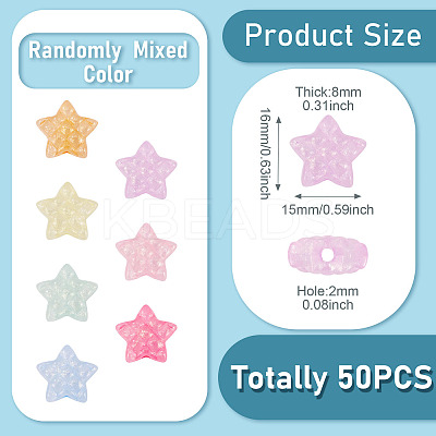 50Pcs Luminous Transparent Acrylic Beads LACR-TA0001-08-1