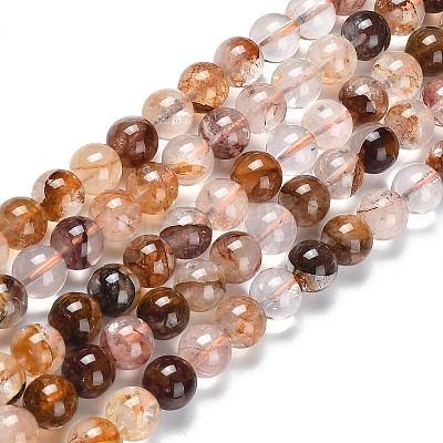 Natural Yellow Hematoid Quartz/Golden Healer Quartz Beads Strands G-P497-02C-02-1