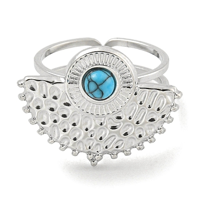 304 Stainless Steel Synthetic Gemstone Cuff Rings G-Z056-02P-1