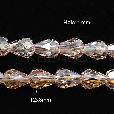 Electroplate Glass Beads Strands EGLA-D015-12x8mm-23-1