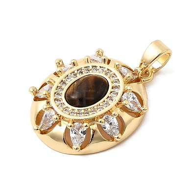 Natural Tiger Eye Pendants KK-G553-06G-1