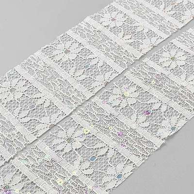 Polyester Flower Lace Ribbons with Paillettes OCOR-WH20048-04C-1