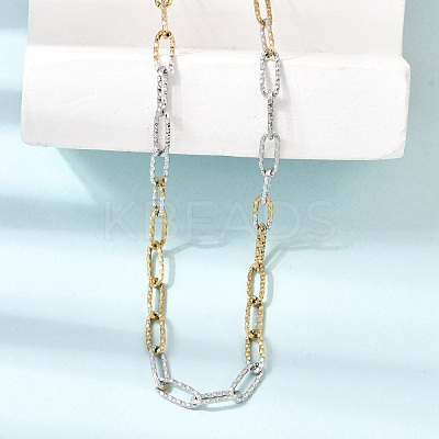 4MM Two Tone 304 Stainless Steel Textured Paperclip Chain Necklaces for Man and Women SA-CBAB767-09GP-1
