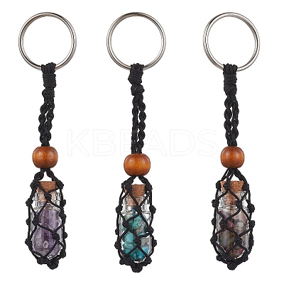 Natural & Synthetic Gemstone Wishing Bottle Keychain KEYC-JKC00726-1