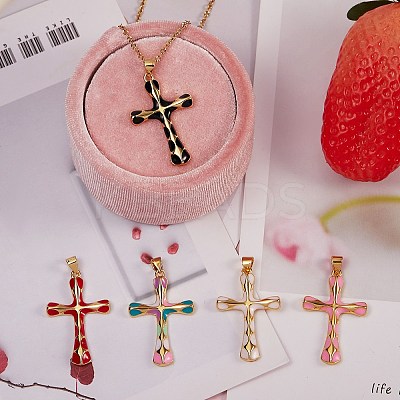 5Pcs 5 Colors Brass Enamel Pendants KK-SZ0004-07-1