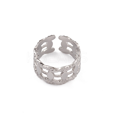 Non-Tarnish 304 Stainless Steel Horse Eye Open Cuff Ring for Women RJEW-G285-02P-1